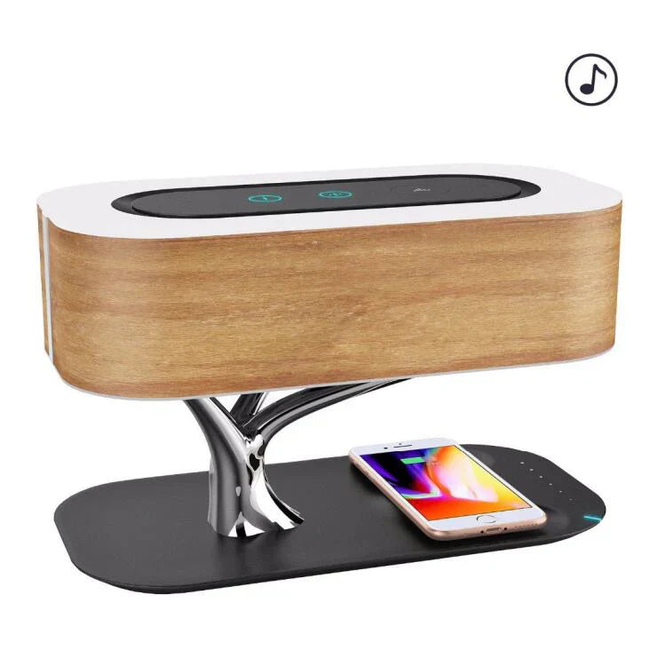 Lampada da tavolo con altoparlante e caricatore wireless