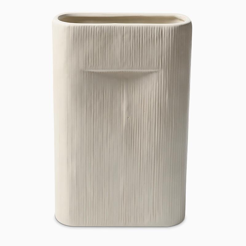 Vasi da fiori in ceramica ovale bianchi a righe, 2 pezzi