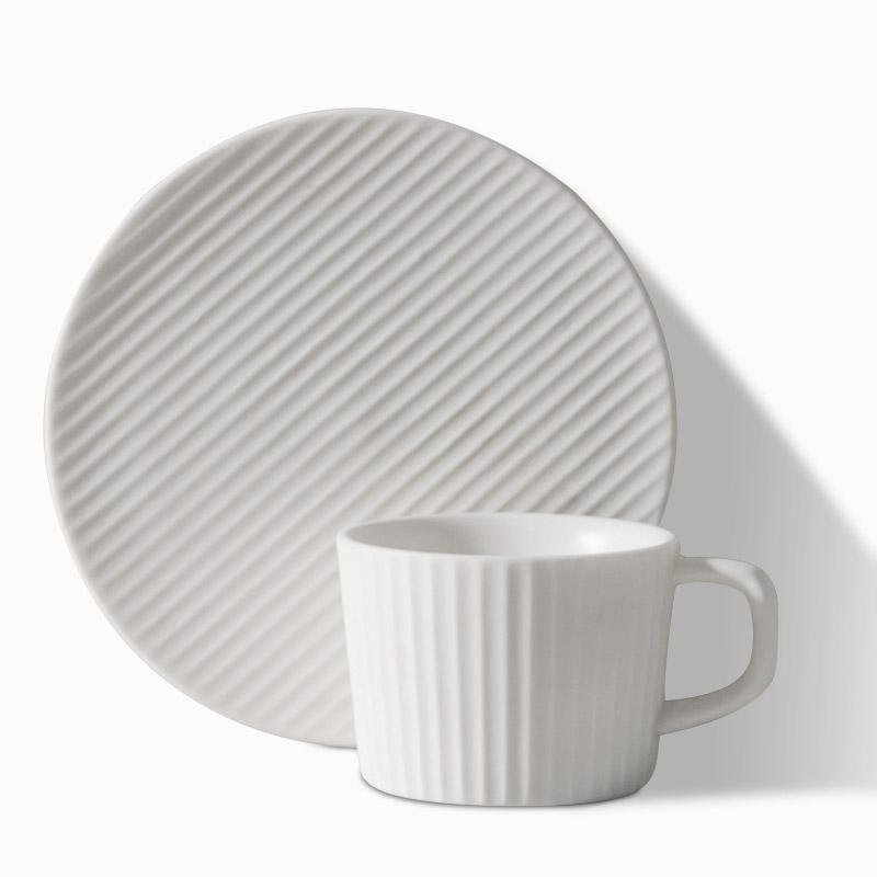 Conjunto de 2/4/6 Canecas de Café em Faiança Branca e Cinzenta