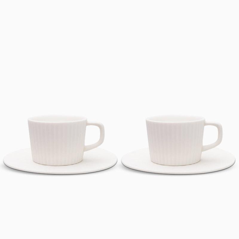 Conjunto de 2/4/6 Canecas de Café em Faiança Branca e Cinzenta