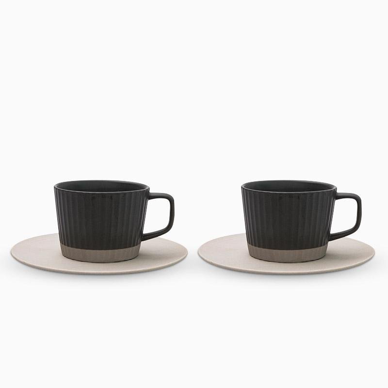 Conjunto de 2/4/6 Canecas de Café em Faiança Branca e Cinzenta