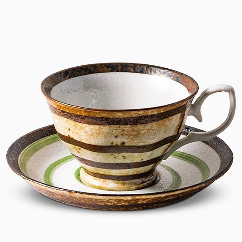 Conjunto de 2 Peças Chávena e Pires de Chá Matcha em Pedra