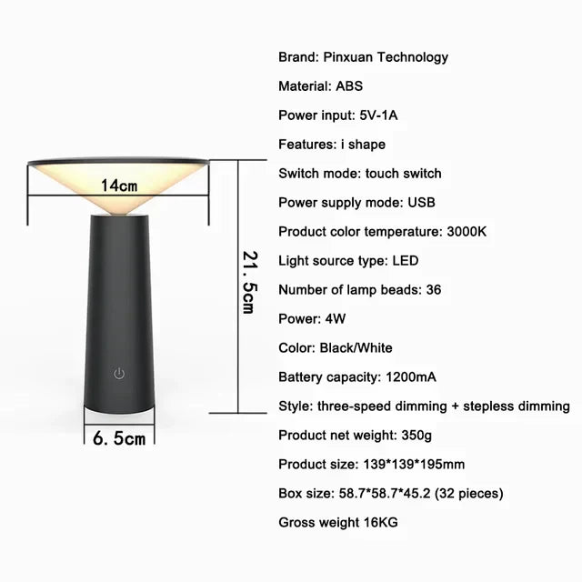 LuminousEase - Draadloze Tafellamp met Afstandsbediening
