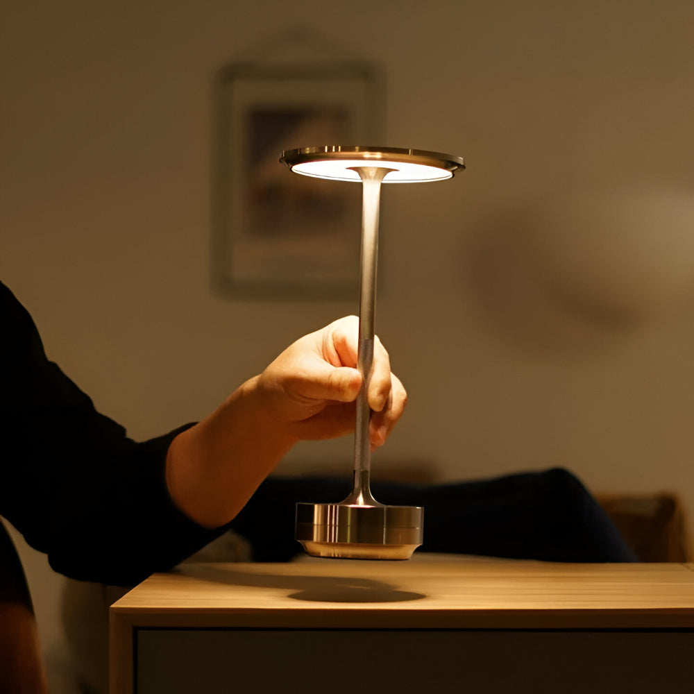 Table Lamp Wireless Rechargeable Metal Touch Dimmer