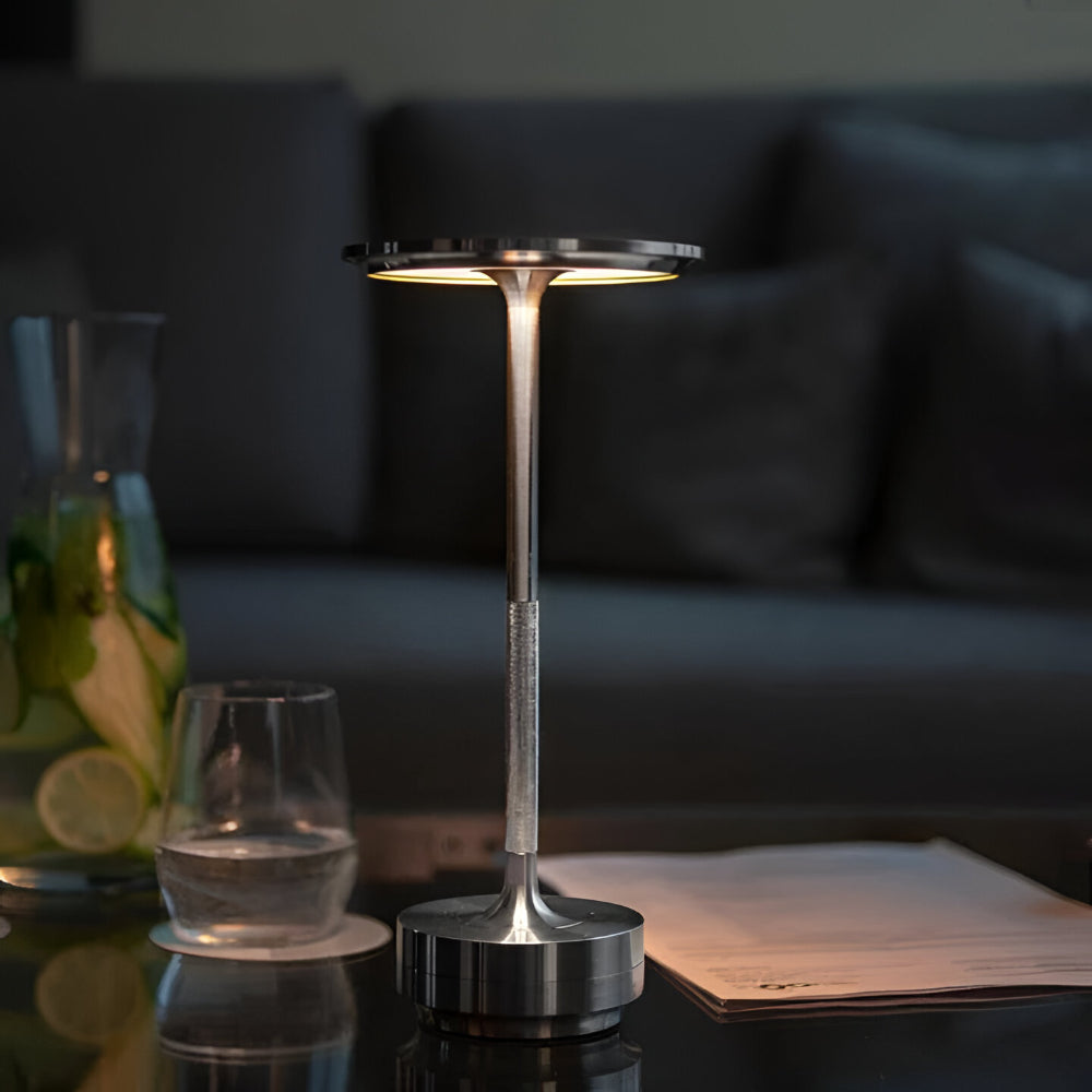 Table Lamp Wireless Rechargeable Metal Touch Dimmer