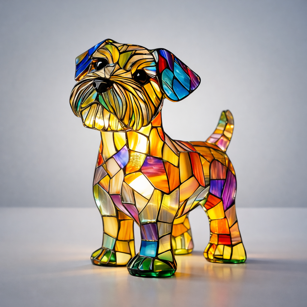 Candeeiro de Mesa Cão Lâmpada Noturna LED Mosaico Estilo Vidro Decoração