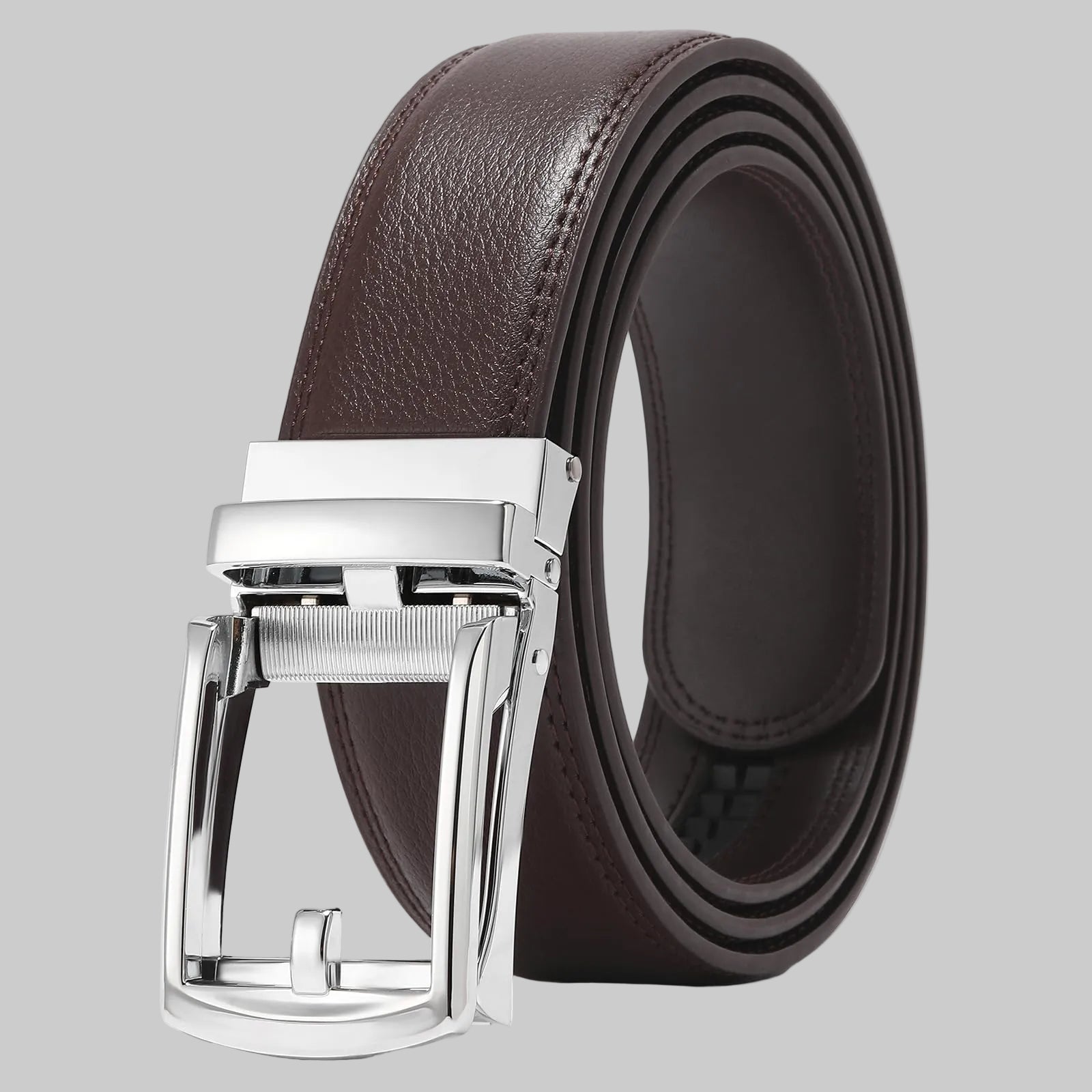 Leather Automatic Belt Men Adjustable Buckle Without Holes