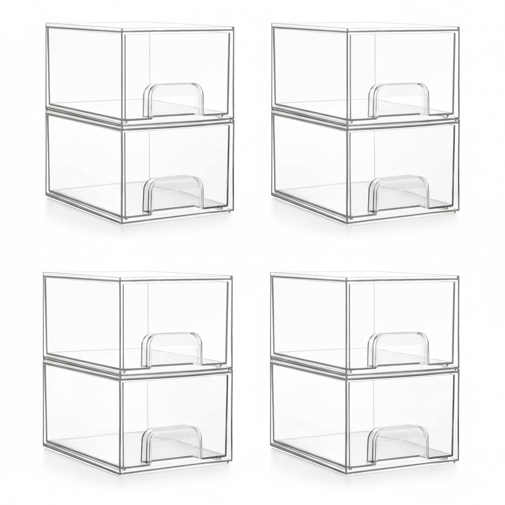 Transparent Drawer Organizer Jewelry Cosmetics Stackable Storage Boxes