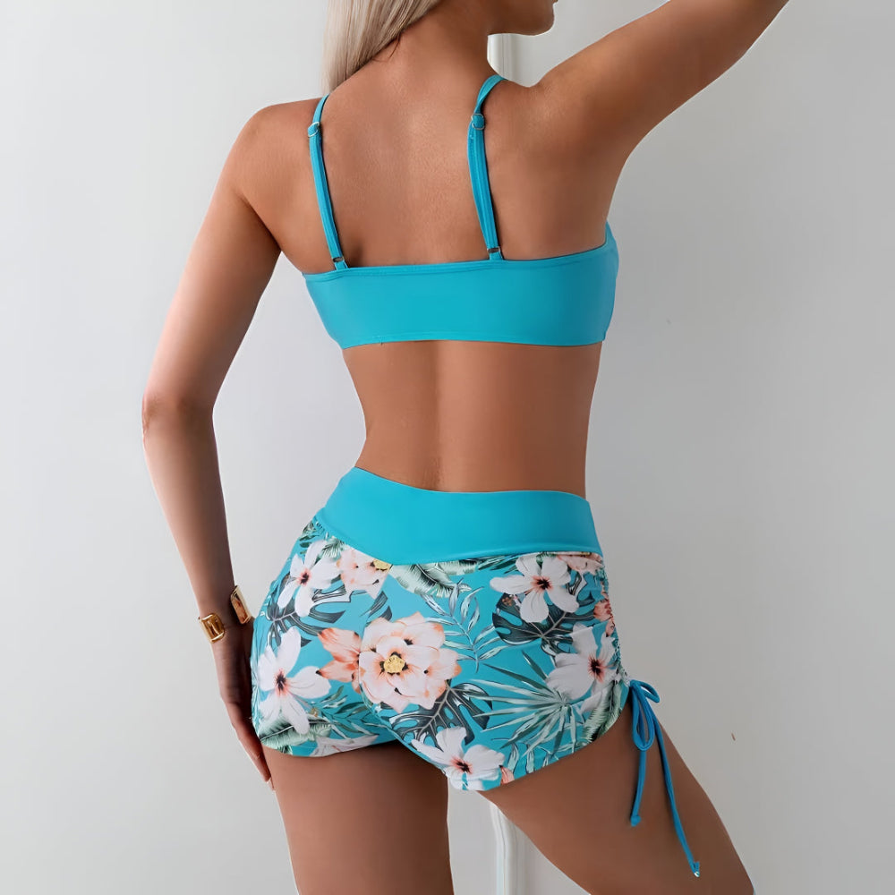 Bikini Donna Set Shorts Vita Alta Regolabile Spiaggia