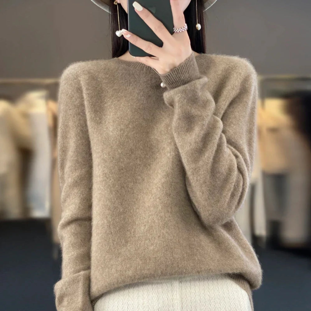 Trui Dames Warme Gebreide Pullover Lange Mouw Casual