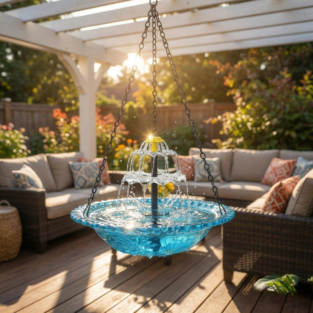 Garden Fountain Solar Energy Hanging Birdbath Water Fountain Outdoor