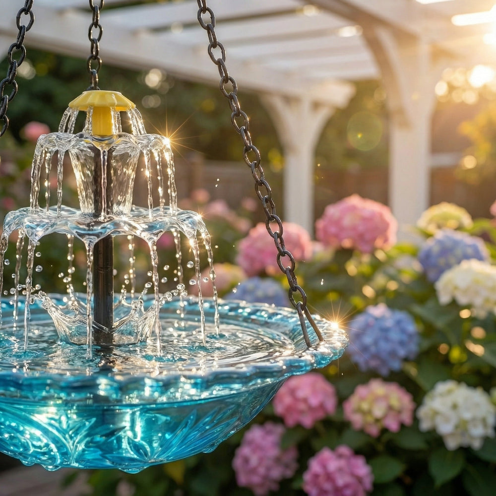 Garden Fountain Solar Energy Hanging Birdbath Water Fountain Outdoor
