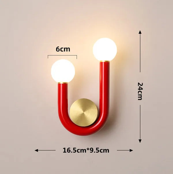 PinkLume – Candeeiro de Parede LED Moderno em Forma de U para Quarto de Dormir e Quarto de Criança