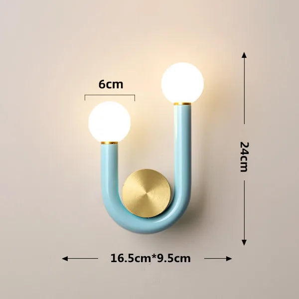 PinkLume – Candeeiro de Parede LED Moderno em Forma de U para Quarto de Dormir e Quarto de Criança