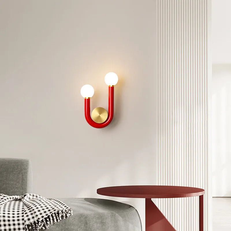 PinkLume – Candeeiro de Parede LED Moderno em Forma de U para Quarto de Dormir e Quarto de Criança