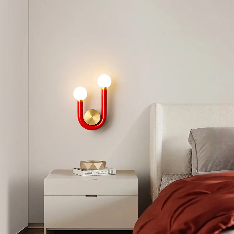 PinkLume – Candeeiro de Parede LED Moderno em Forma de U para Quarto de Dormir e Quarto de Criança