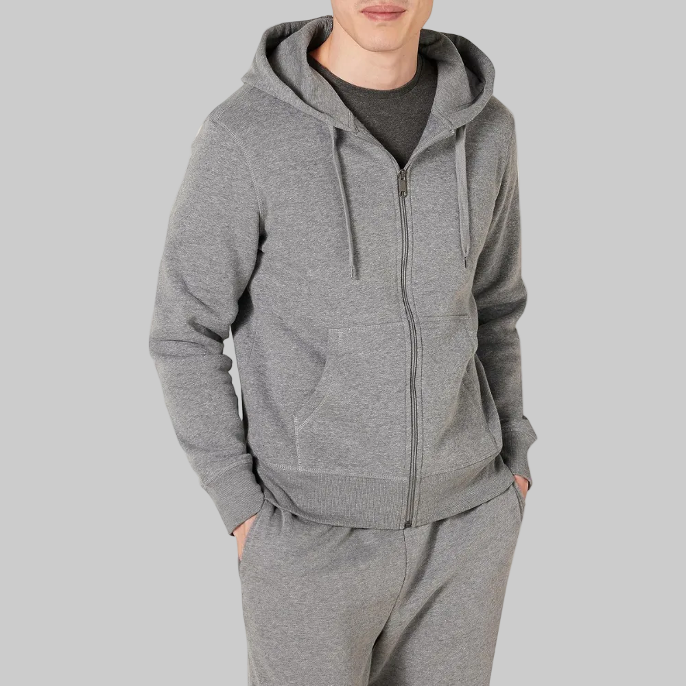 Men's Hoodie Zipper Fleece Lining Comfort Warmth