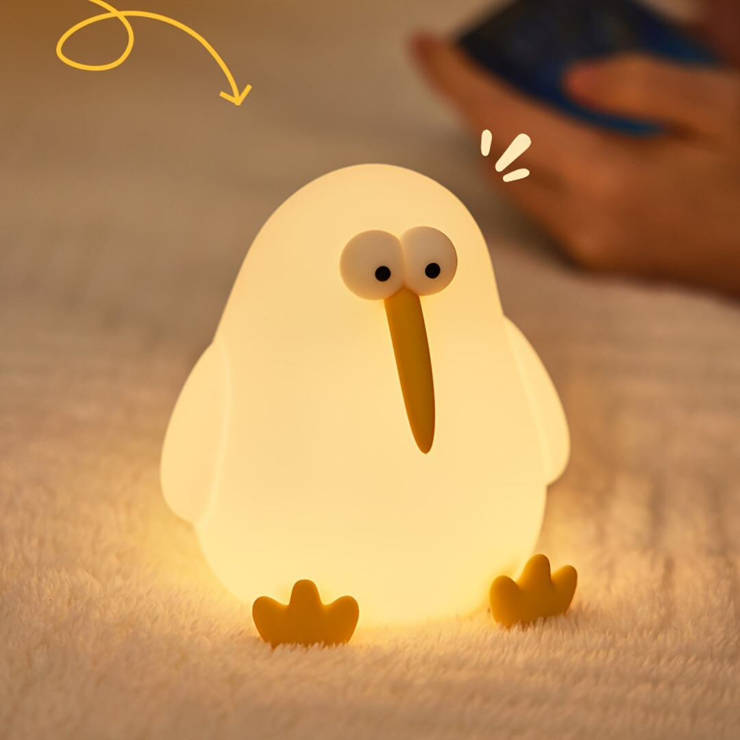 KiwiGlow - Lampada Notturna LED KiwiBird, Ricaricabile via USB con Sensore Touch Dimmerabile