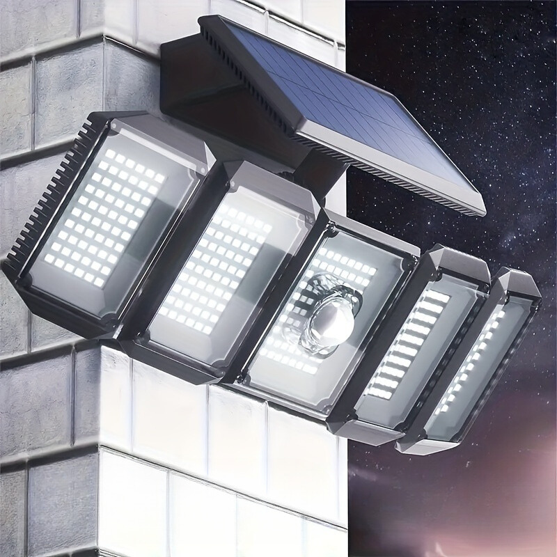 SolarGuard - Zonne-energie 5 Hoofden 300 LED Buitenlamp met Bewegingsmelder