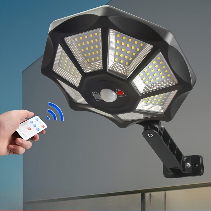 SolarSecure - Candeeiro de Rua com 168 Lâmpadas LED, Sensor de Movimento e Comando à Distância