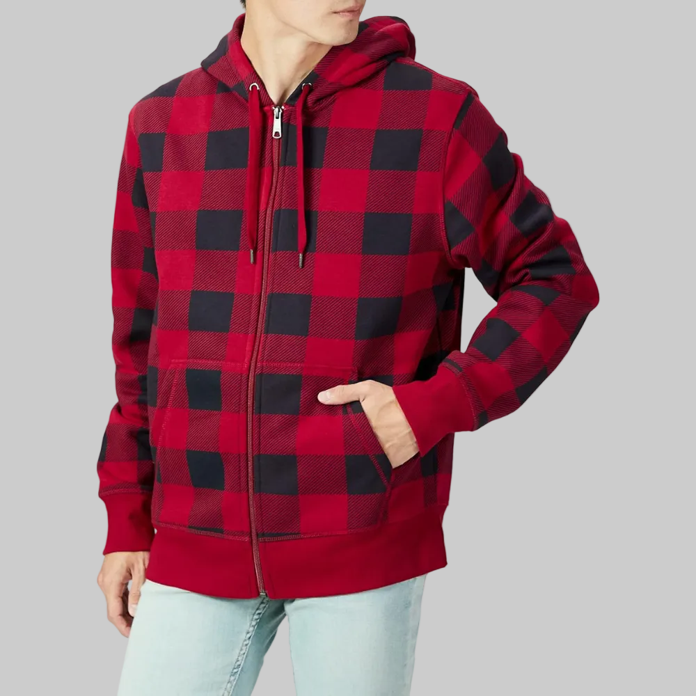 Men's Hoodie Zipper Fleece Lining Comfort Warmth