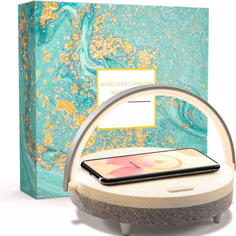 Lampada da notte LED - Lampada da letto musicale con caricatore wireless, lampada touch 4-in-1 e altoparlante Bluetooth