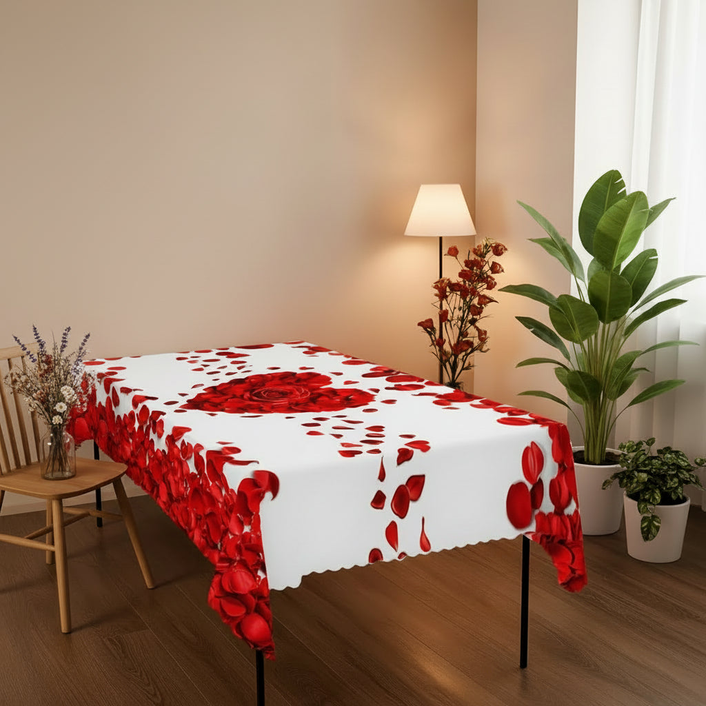 Toalha de Mesa Romântica Padrão de Rosas Dia dos Namorados