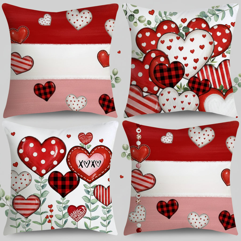 Set Cuscini Decorativi San Valentino Motivo Cuore