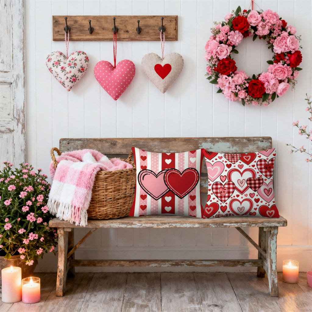 Decorative Pillow Set Valentine's Day Heart Pattern
