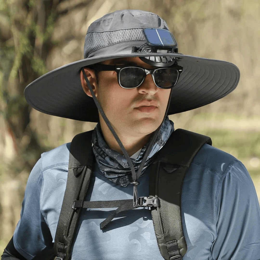 Ventilatore Clip Cappello Pesca Uomo Tesa Larga Protezione Sole