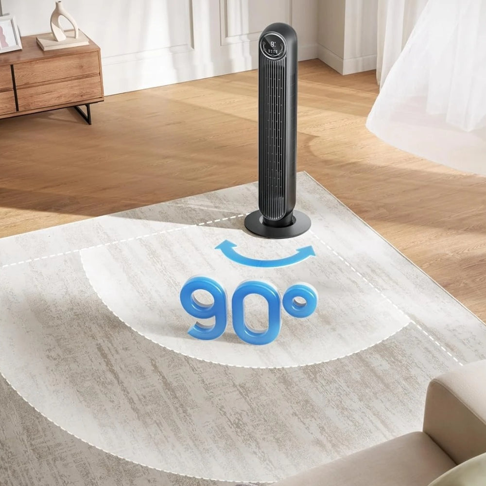 Ventilador de Torre Silencioso Oscilante com Temporizador para Quarto Interior