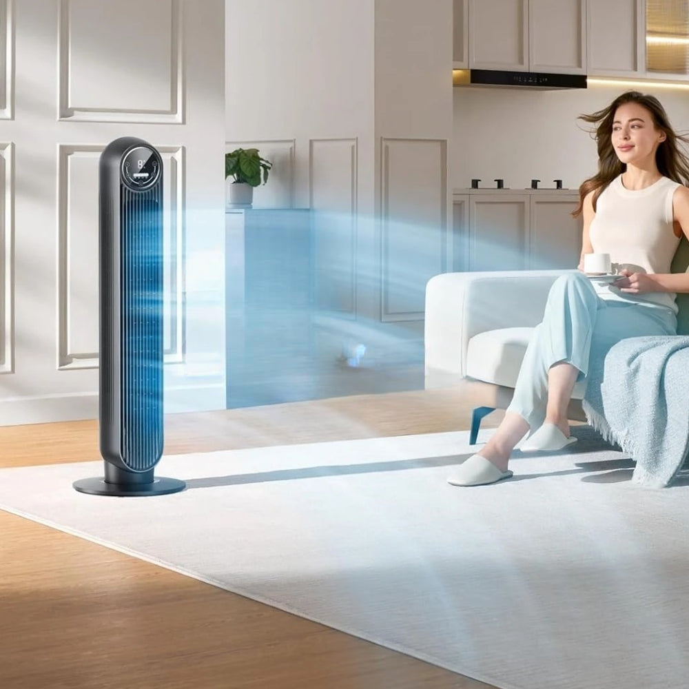Ventilador de Torre Silencioso Oscilante com Temporizador para Quarto Interior