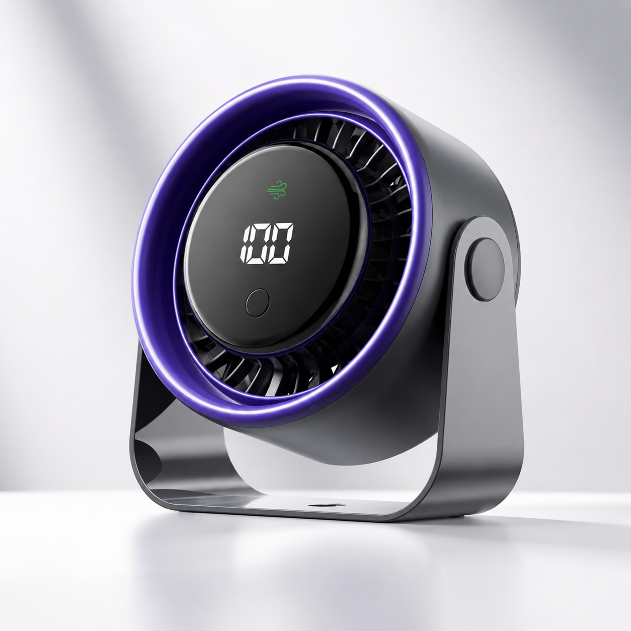 Ventilador de Mesa Recarregável USB com Ecrã Digital