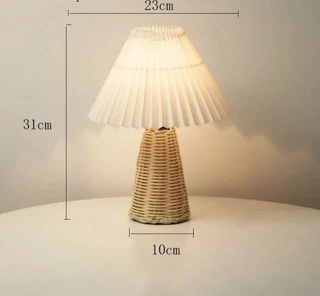 VintageGlow - Rattan Table Lamp, Foldable Night Light
