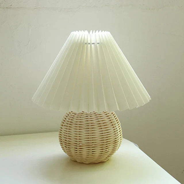 RetroGlow - Vintage Table Lamp with Pleated Lampshade – Stylish Retro Night Lamp