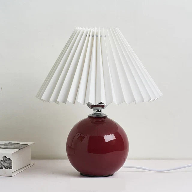 RetroGlow - Vintage Table Lamp with Pleated Lampshade – Stylish Retro Night Lamp
