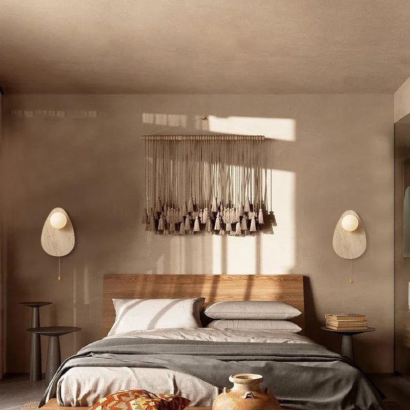 RusticStone - Handmade Wall Lamp of Natural Stone for Atmospheric Lighting