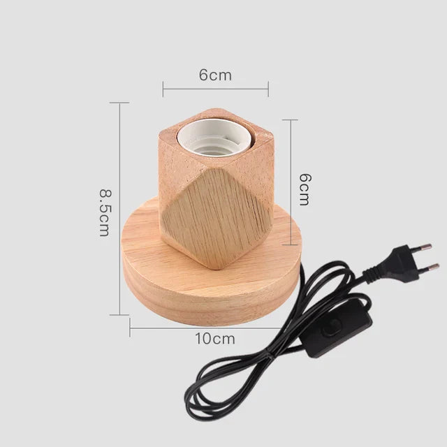 RetroWood - Wooden Table Lamp with Light Bulb for Atmospheric Lighting