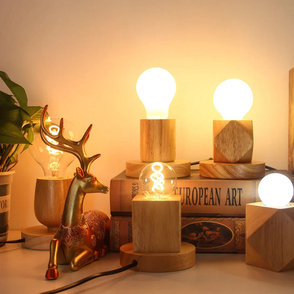 RusticGleam - Vintage Houten Tafellamp