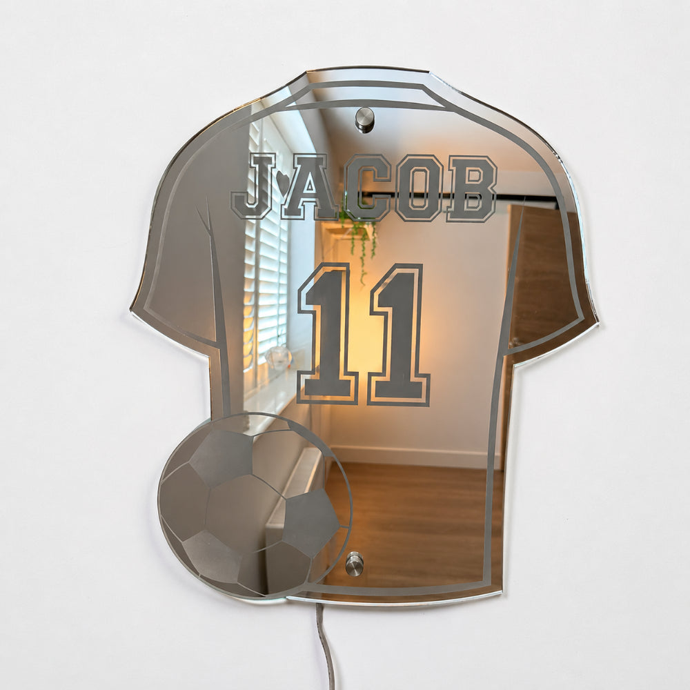 Voetbalshirt WK Spiegel Naam LED Gepersonaliseerd Cadeau