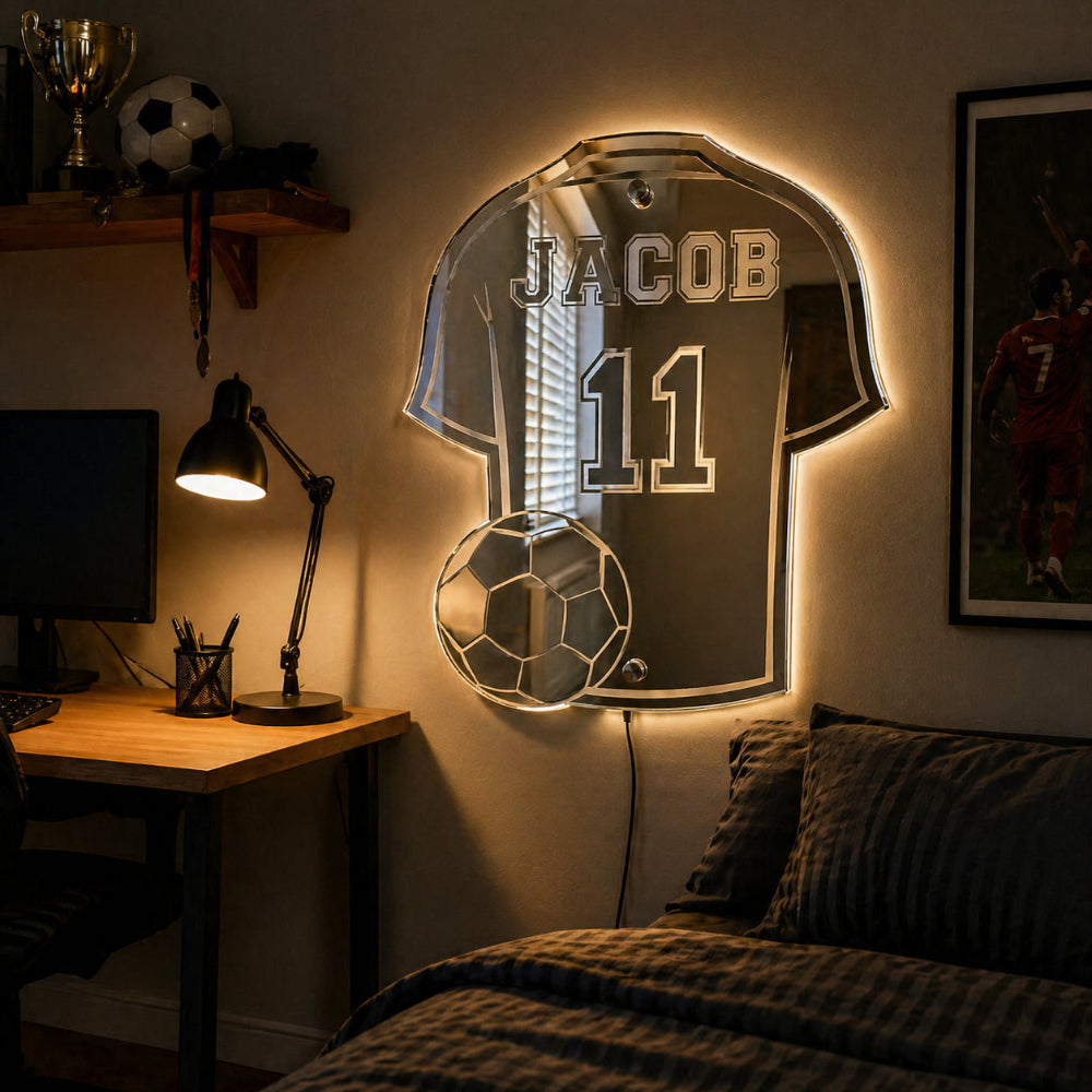 World Cup Soccer Jersey Mirror Name LED Personalized Gift