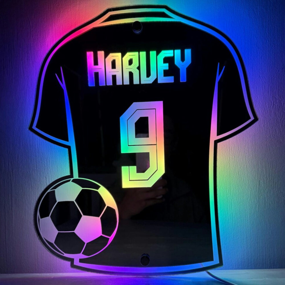 World Cup Soccer Jersey Mirror Name LED Personalized Gift