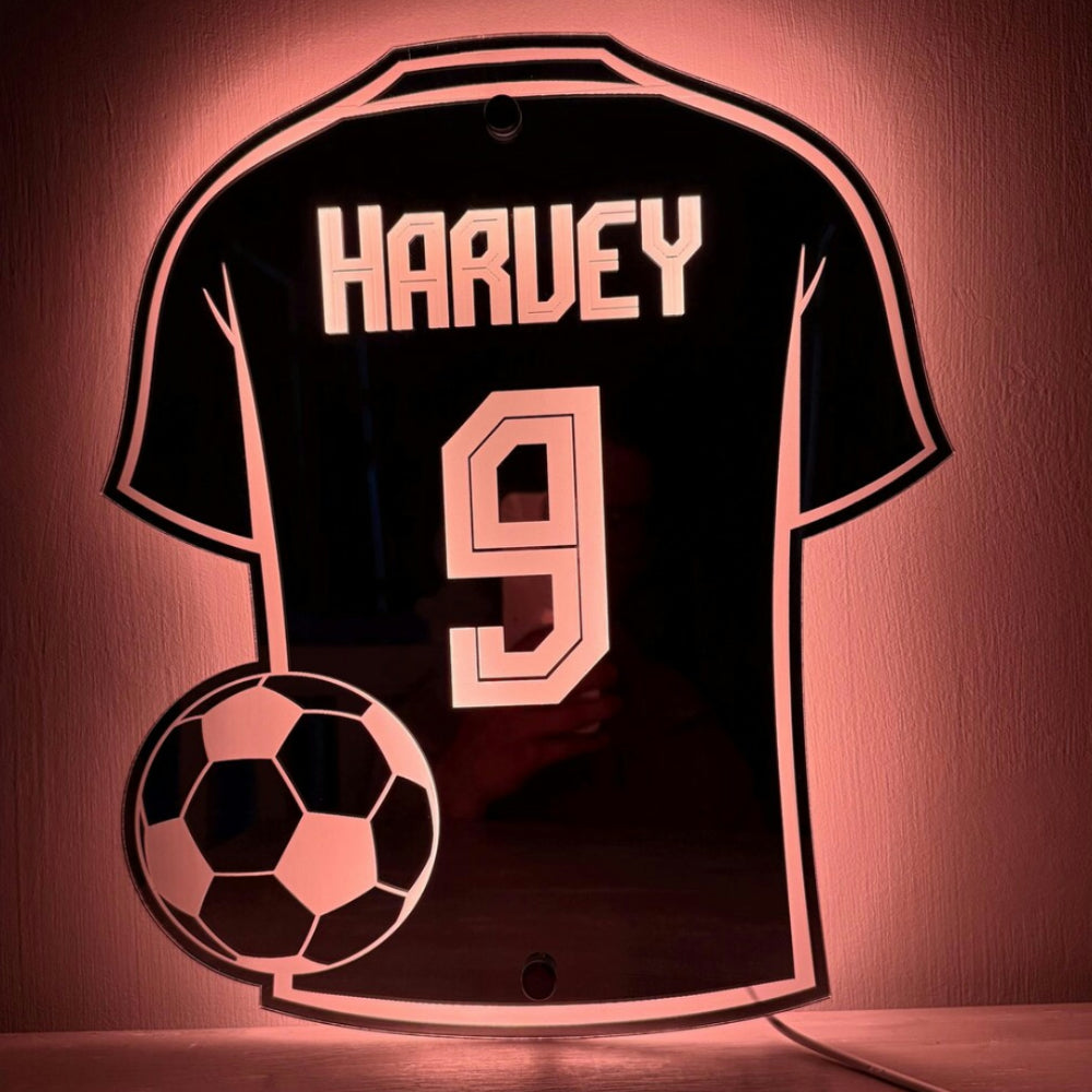 World Cup Soccer Jersey Mirror Name LED Personalized Gift