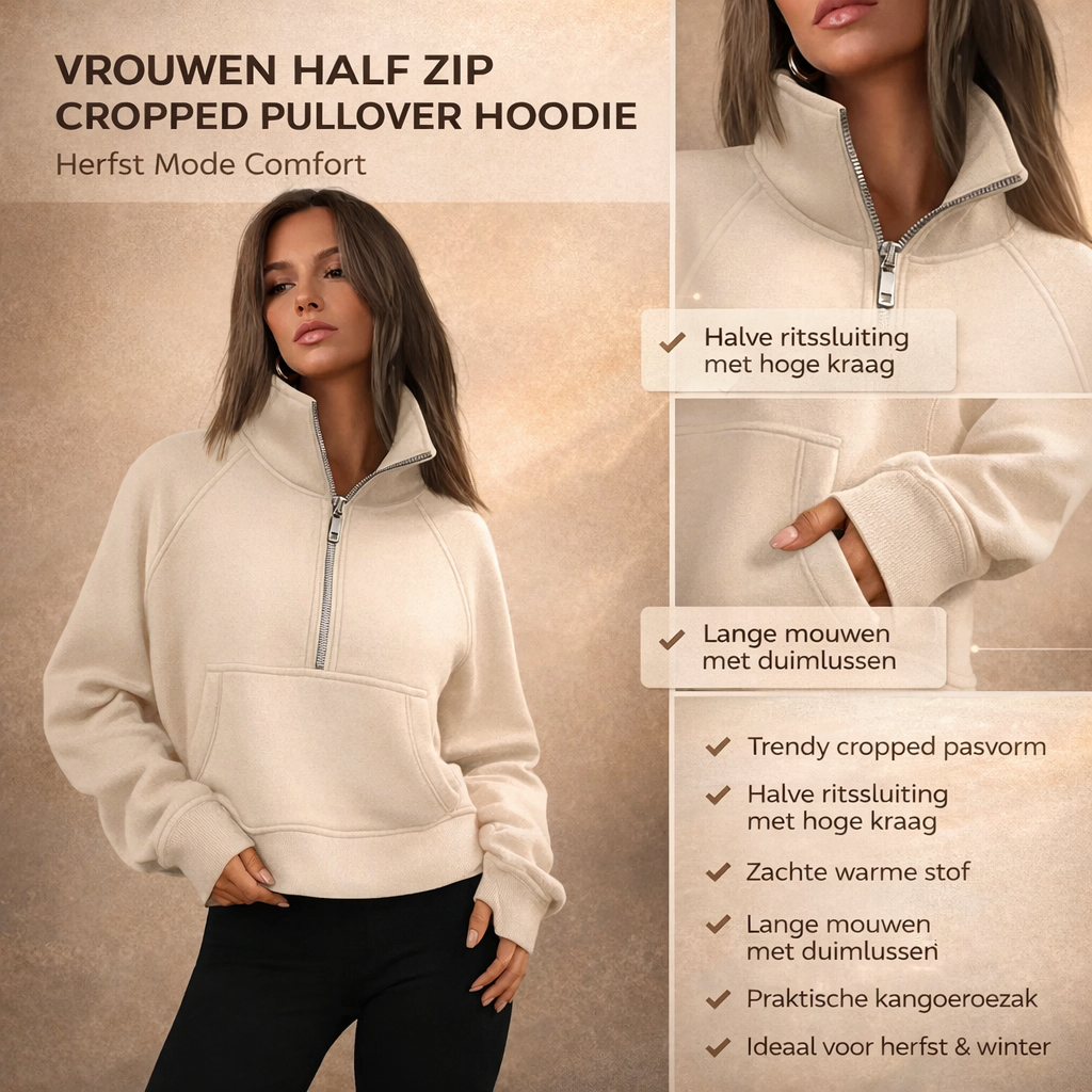 Maglione Donna Mezza Cerniera Casual Streetwear