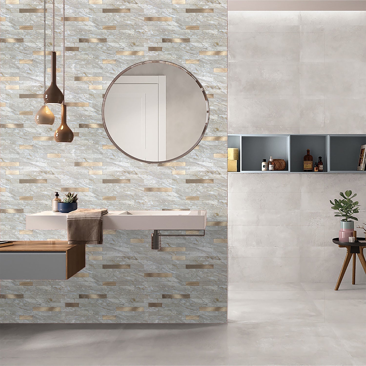 Modernas baldosas de pared rectangulares autoadhesivas 10 piezas