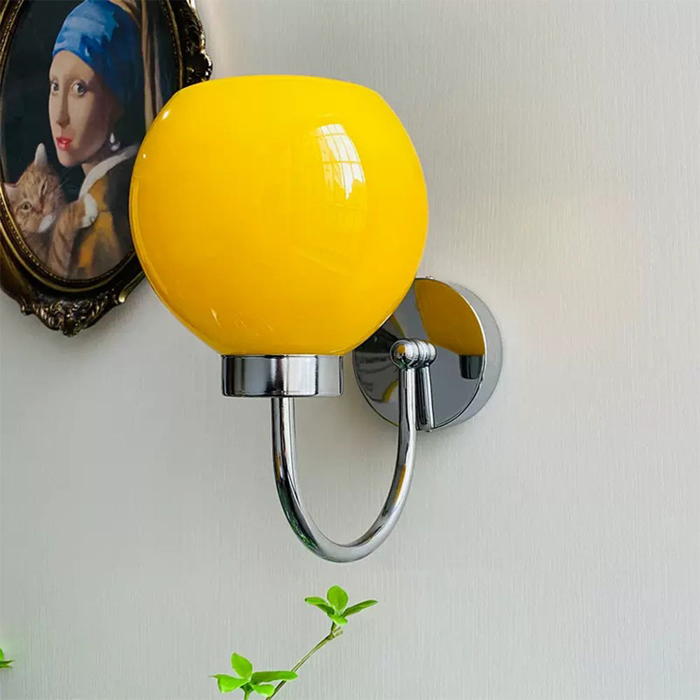 Bauhaus Crema Lampada da Parete in Vetro Francese