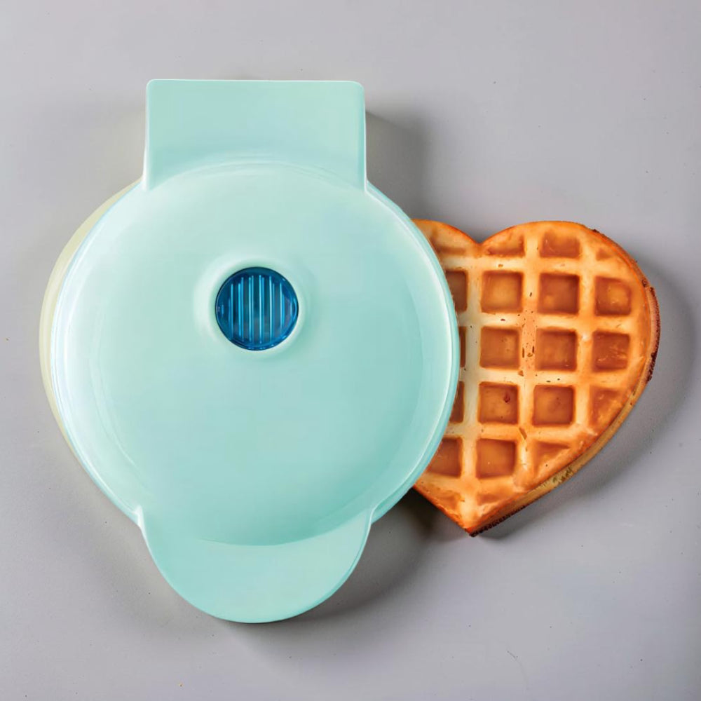 Piastra Waffle Elettrica Mini Compatta Forma Cuore Antiaderente