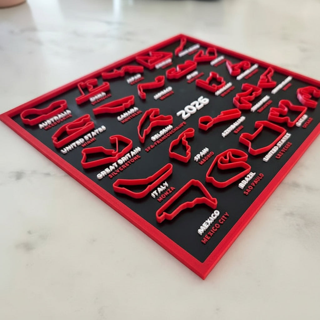 3D Printed F1 Race Calendar Circuit Wall Art Display Stand