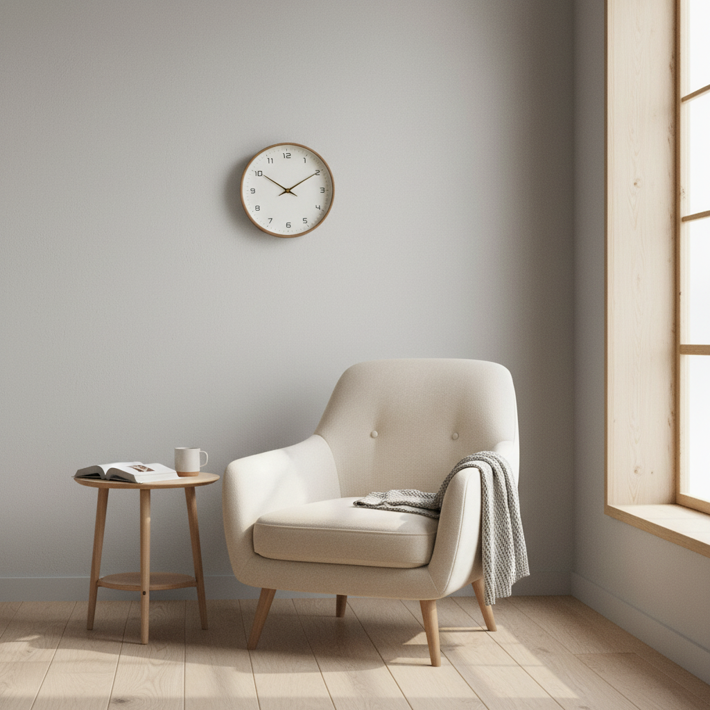 Wooden Wall Clock Scandinavian Timeless Design Silent Movement