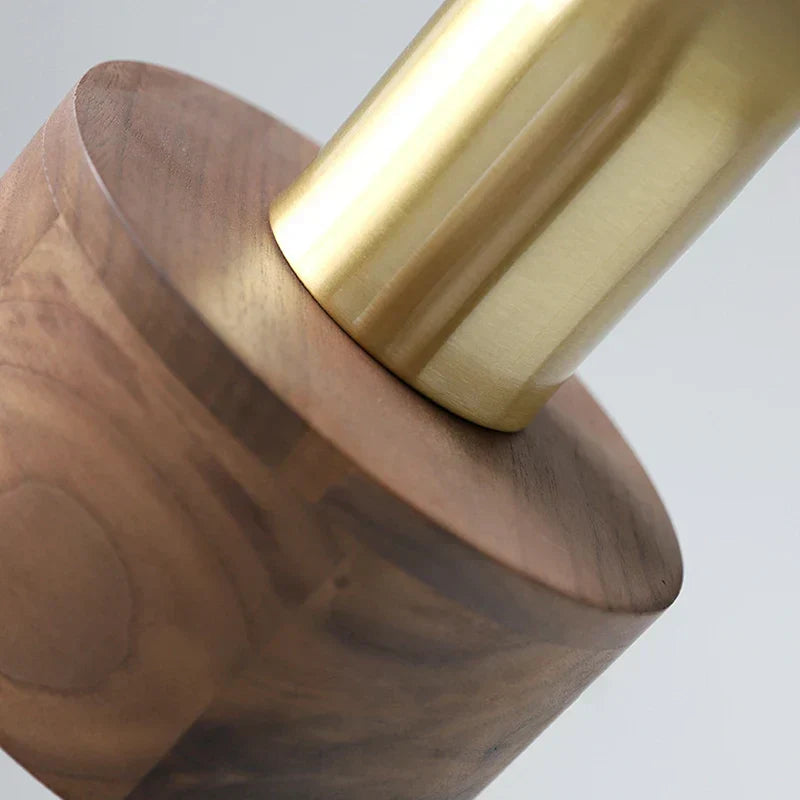 WalnutGlow - Lámpara colgante de madera de nogal y metal para sala de estar y comedor